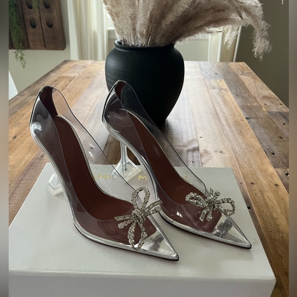 Authentic Amina Muaddi Rosie Glass Pointed Toe Pump - Picture 3 of 7